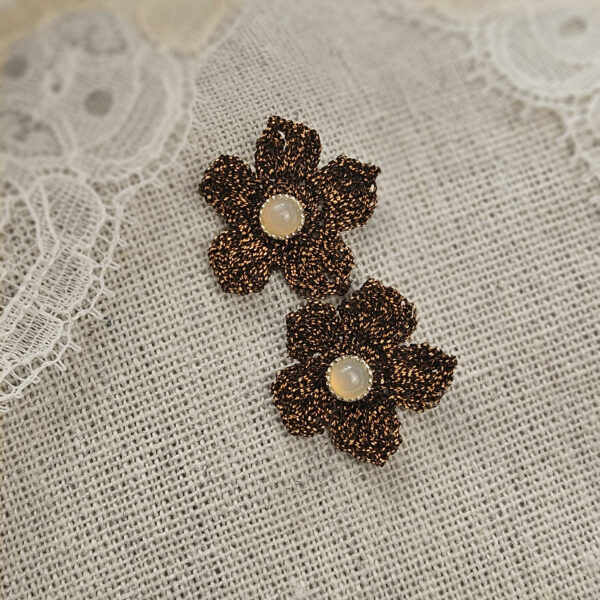Boucles d'oreilles Fleur Anémone Bronze Cuivré – Chaleur Métallique